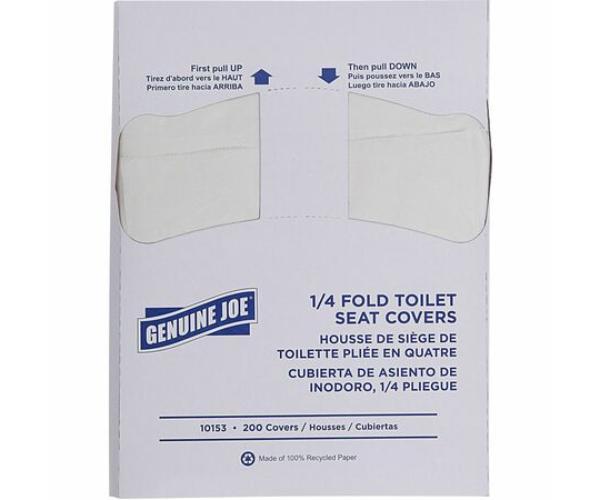 Picture of Genuine Joe GJO10153 Quarter-Fold Toilet Seat Covers for Toilet&#44; White - Pack of 25