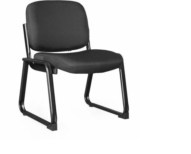 Black Fabric Guest Chair - Armless - Sturdy Metal Frame - 275 lb Capacity