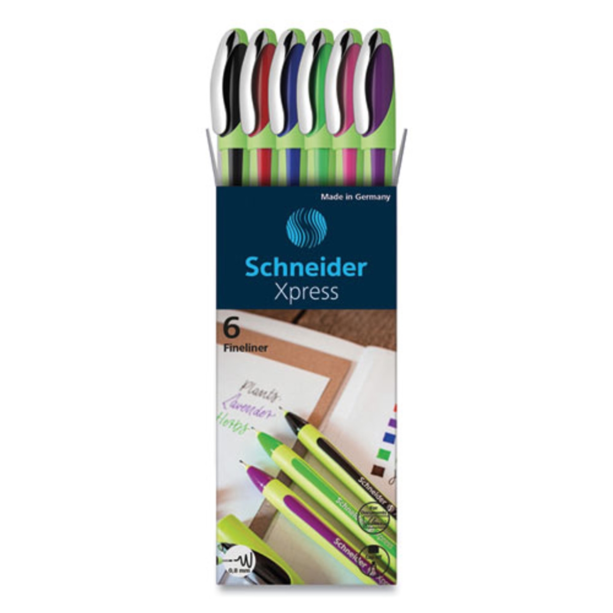 0.8 mm Fineliner Stick Pen, Assorted Color - 6 Per Pack - Case of 6