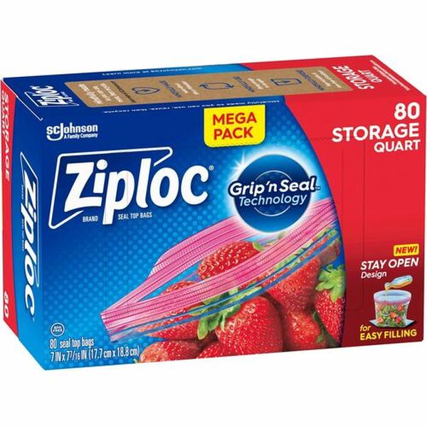 Picture of Ziploc SJN351319CT 1 qt. Stand-Up Storage Bags, Blue - 80 Per Bag - Case of 9