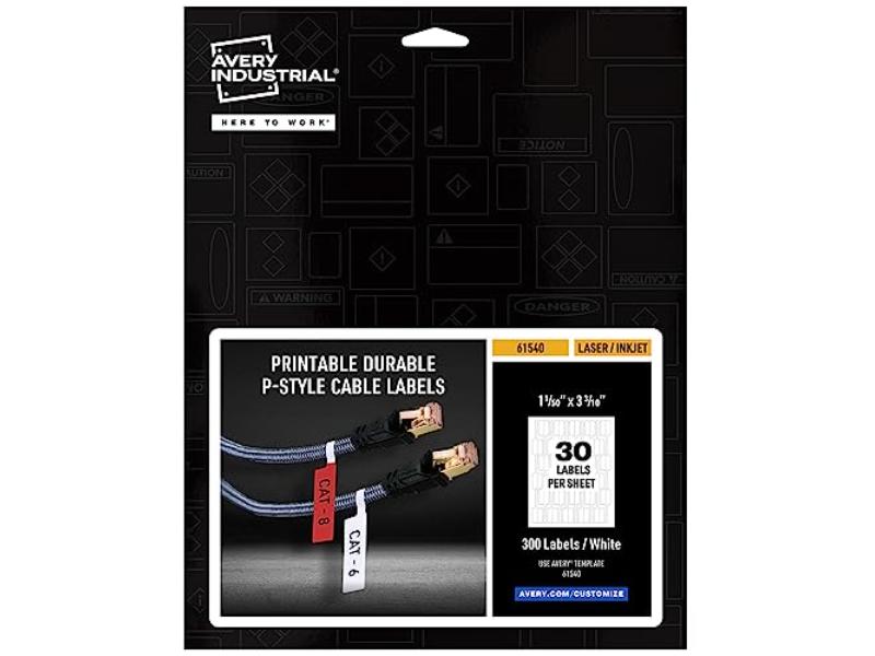 1 x 3.3 in. P-Style Self-Adhesive Cord Cable Labels