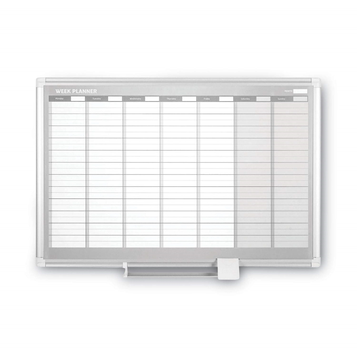 BVCGA0396830 24 x 36 in. Magnetic Dry Erase Calendar Board, Weekly Planning & Scheduling - White Surface & Satin Aluminum Frame
