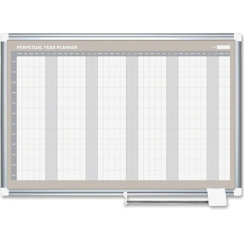 BVCGA0594830 36 x 48 in. 12-Month Surface Magnetic Planner Board, Silver Gray & White