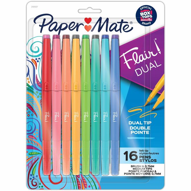 PAP2181607 Assorted Color Flair Duo Pen, Pack of 16
