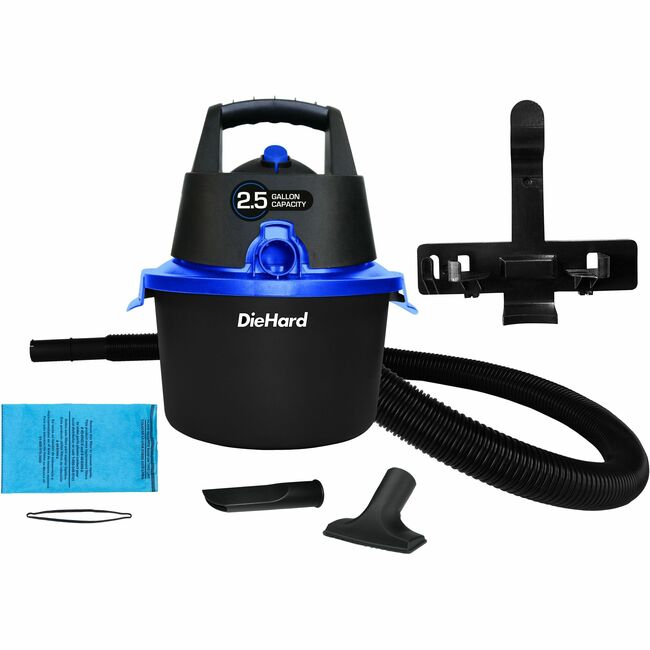 Vacuum,Wet/Dry/Blow,4ft Hose,2.5 Gal,Rich BK