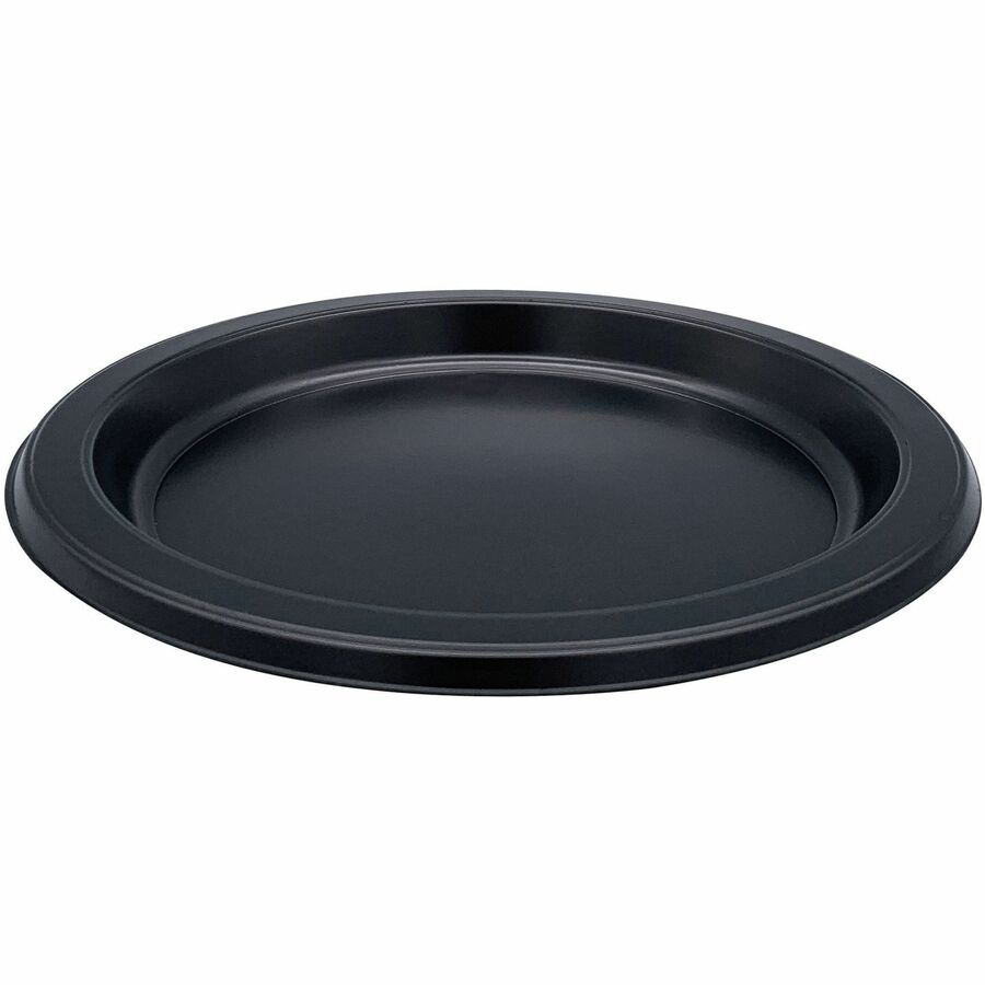 GJO10332CT 7 in. Disposable Round Plastic Plates, Black - Case of 8