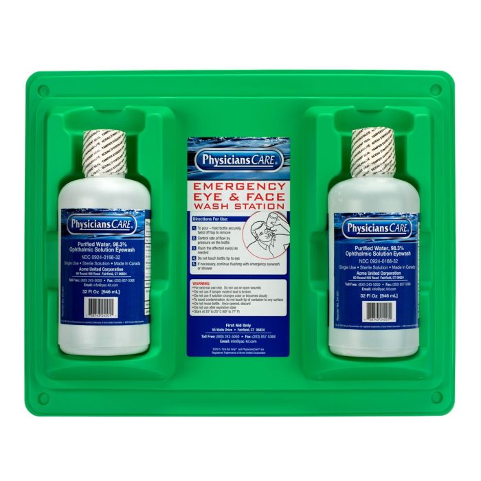 FAO24300CT 32 oz Double Station Eyewash, Green & White - Pack of 6