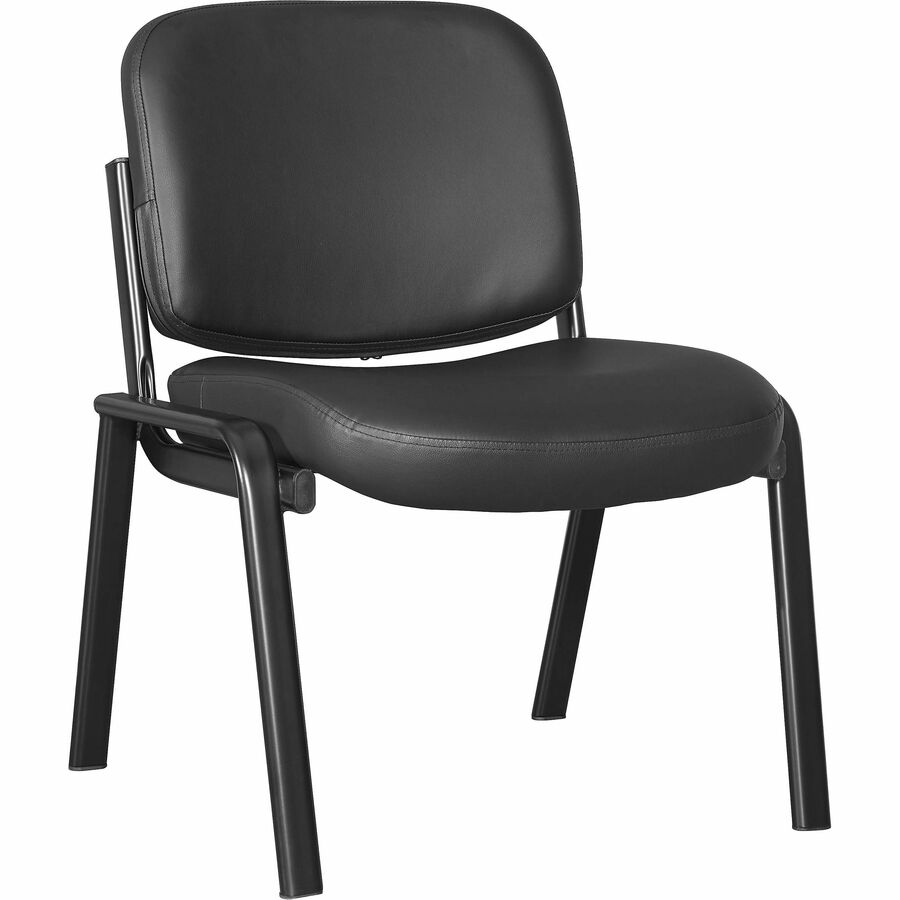 Picture of Lorell LLR84595 Deluxe Leather 4-Leg Guest Chair with Armless Leather & Plywood Seat - Black