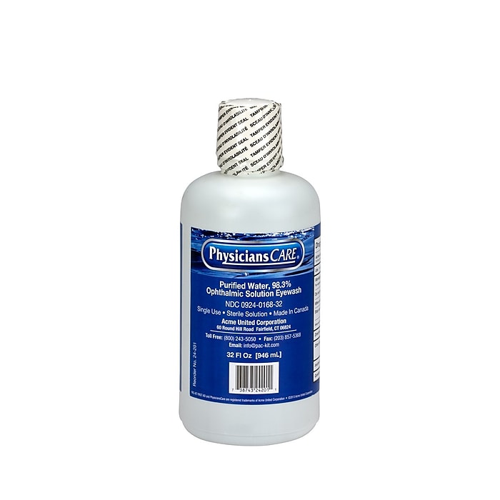 FAO24201CT 32 oz Eyewash Bottle, White - Pack of 12