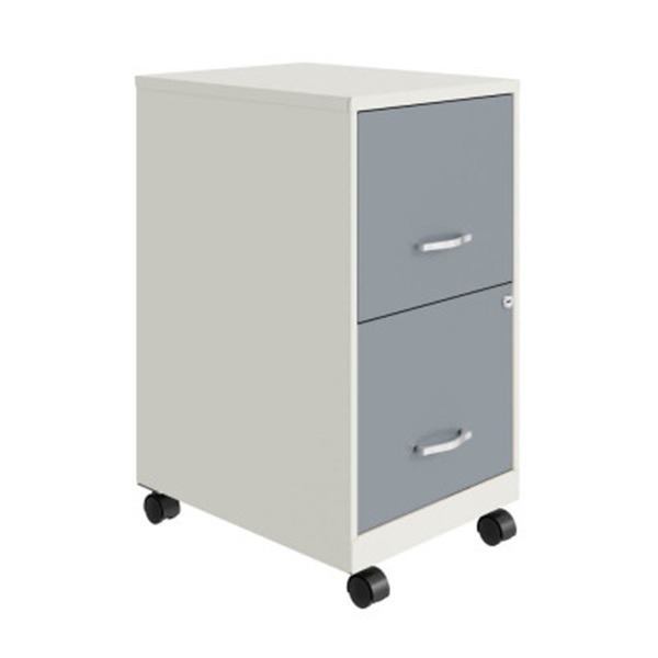 18 in. Soho Smart Vertical 2-Drawer Mobile File Cabinet, White & Navy -  KD Cajonera, KD4369455