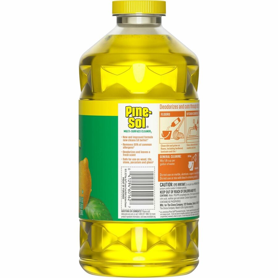 CLO60162CT 80 oz Pine-Sol Lemon Fresh Multi-Surface Cleaner, Yellow - Pack of 6 -  The Clorox