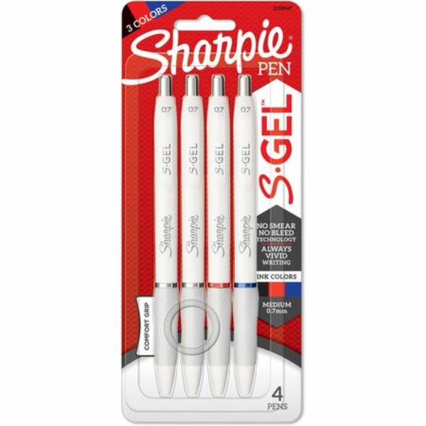 Sharpie SAN2193947 White Bold Assorted S-Gel Pen, 4 Count