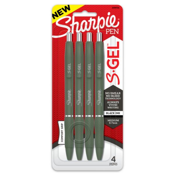 Sharpie SAN2195731 Green Barell Black S-Gel Pen, 4 Count