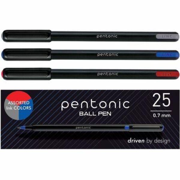 Ballpoint Pen Set, 0.7 mm Pen Point, Assorted Ink, Nickel Silver Tip, 48PK