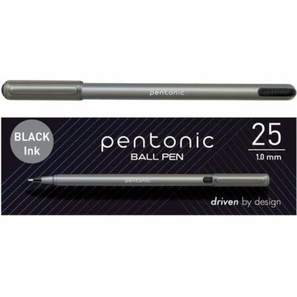 Ballpoint Pen Set, 1 mm Pen Point, Black Ink, Nickel Silver Tip, 48PK