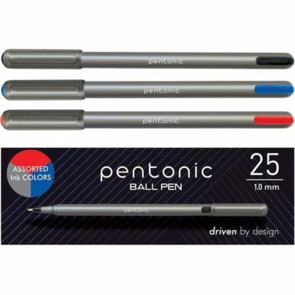 Ballpoint Pen Set, 1 mm Pen Point, Multi Ink, Nickel Silver Tip, 48PK