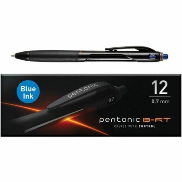 Retractable Ballpoint Pens, 0.7 mm Fine Pen Point, Retractable, Blue Ink, Nickel Silver Tip, 48PK