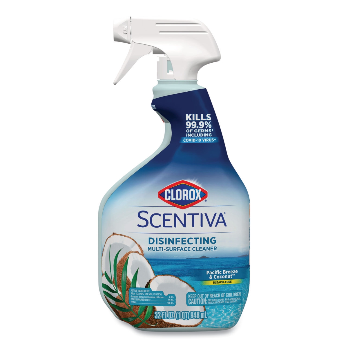Clorox CLO60521CT 32 oz Pacific Breeze & Coconut Scentiva Multi Surface Disinfectant Cleaner - Case of 9