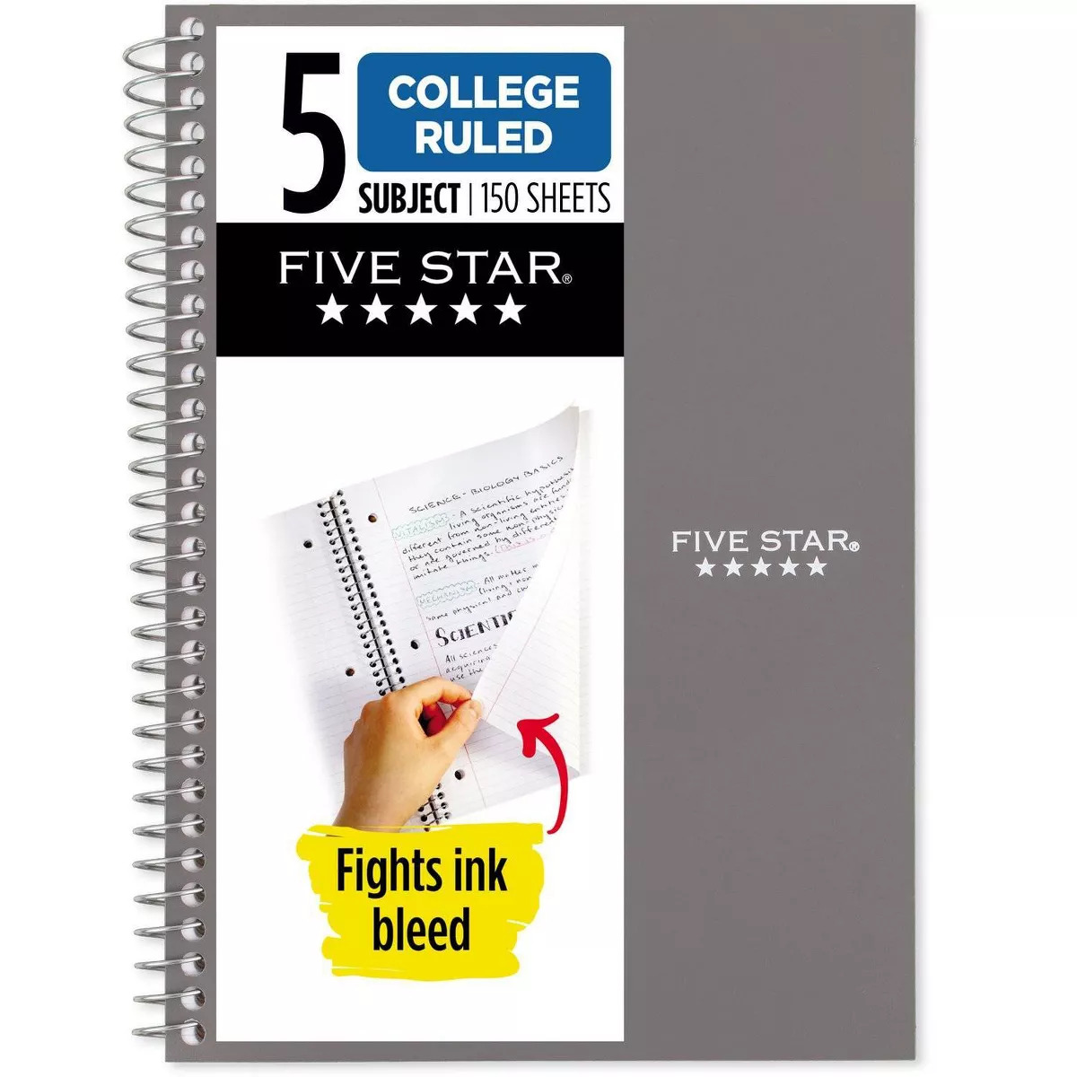 MEA840030 5 Subject College Ruled Notebook
