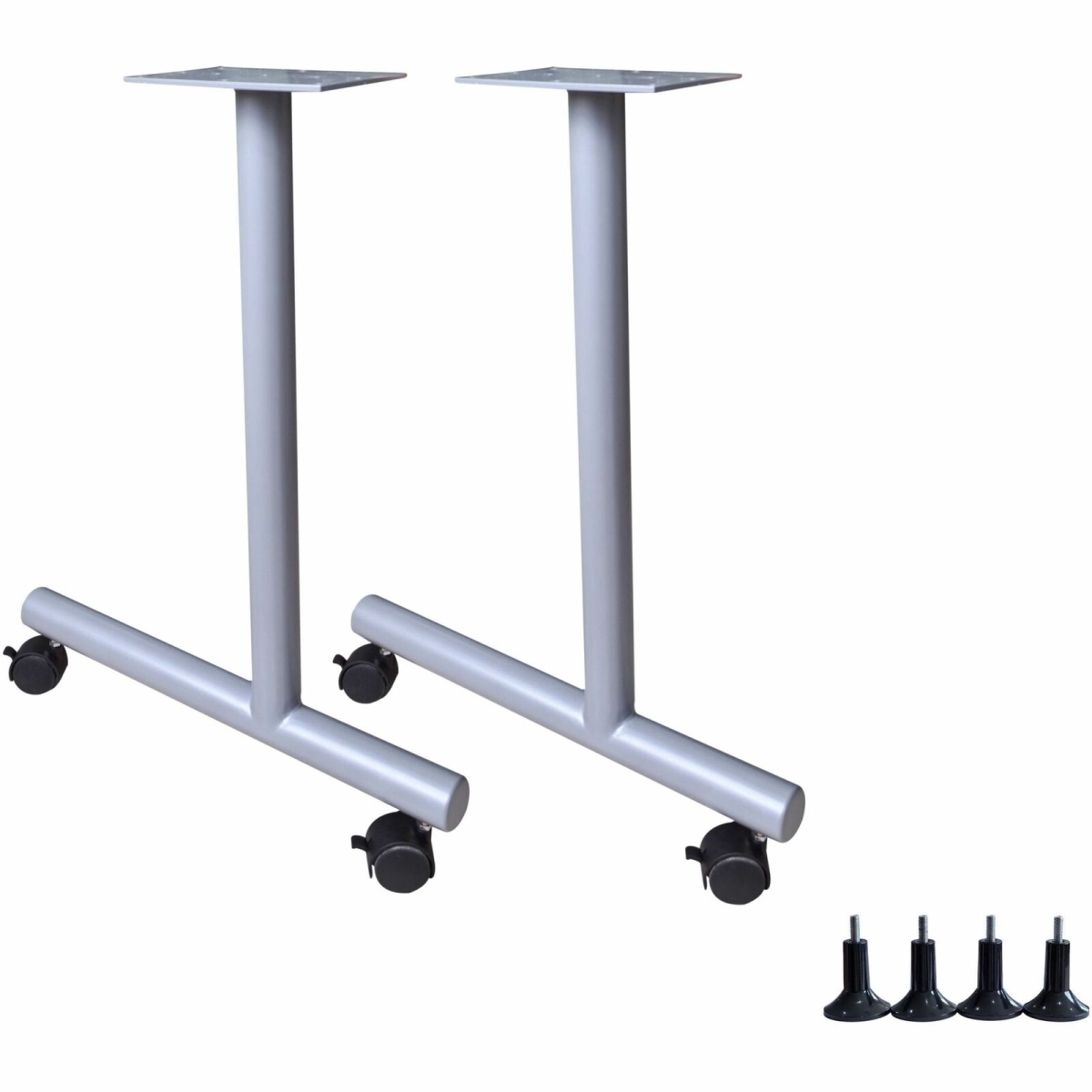 LLR60800 C-Leg Training Table Base with Casters, Metallic Silver - Pack of 2