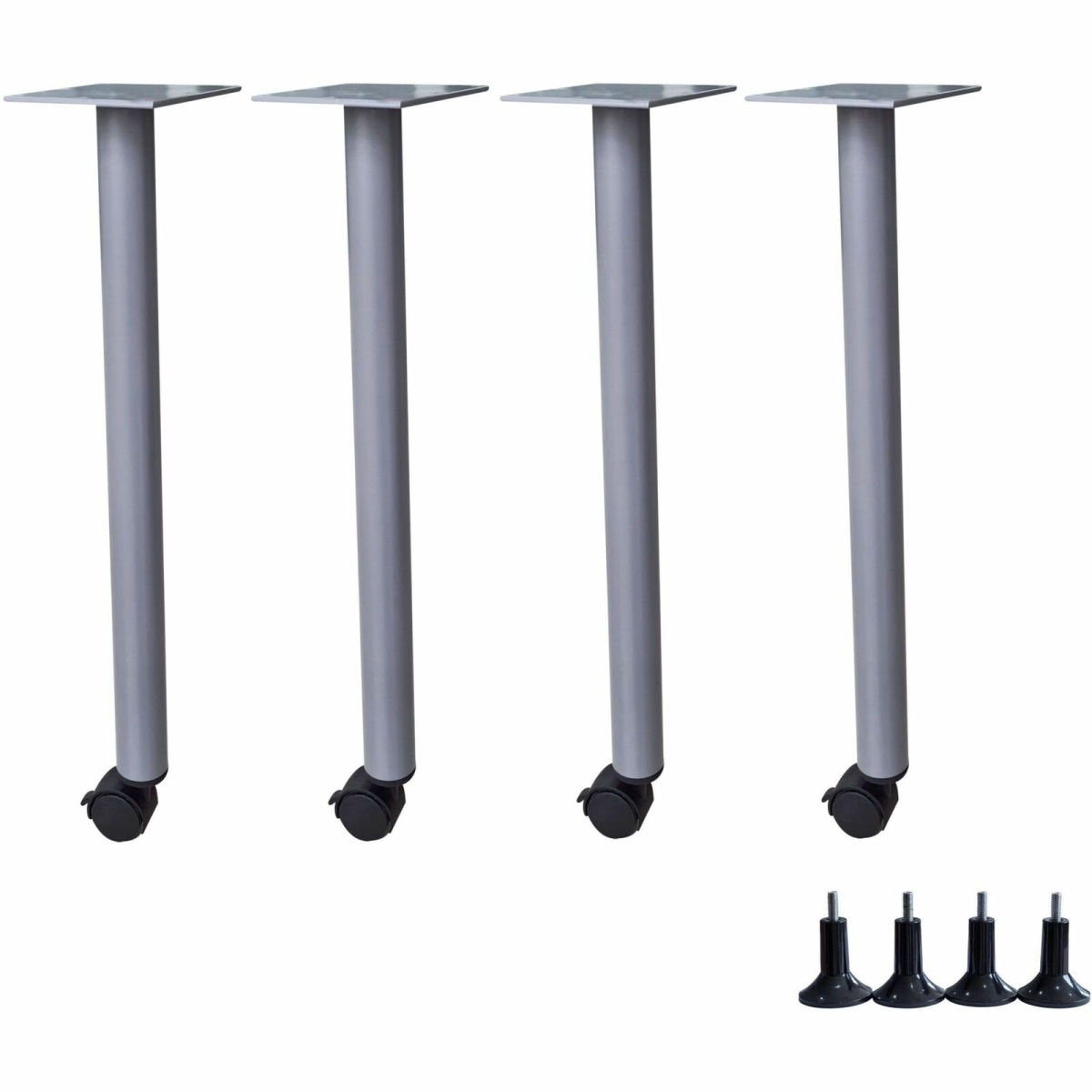 LLR60804 Post-Leg Training Table Base with Casters, Metallic Silver - Pack of 4