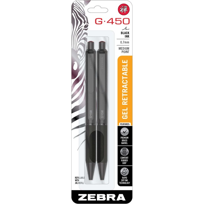 ZEB49512 0.7 mm Retractable Gel Pen, Black - Pack of 2
