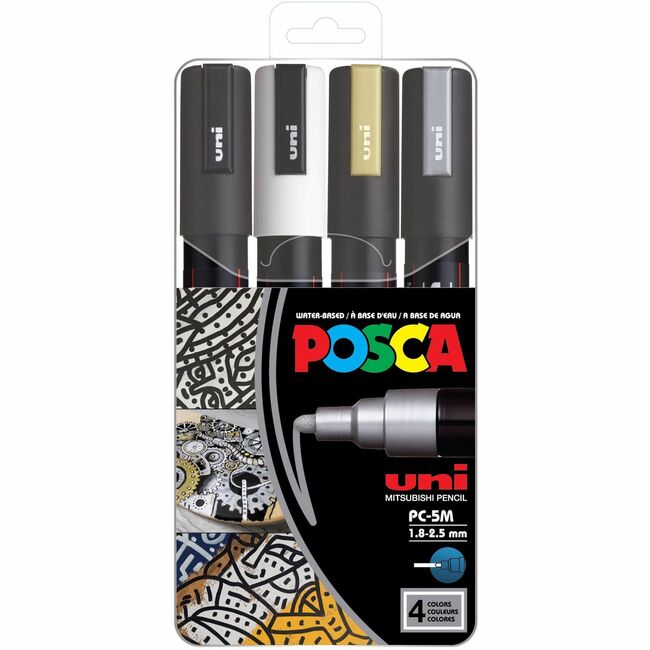 UBCPC5M4C 2.5 mm Posca Paint Marker, Assorted Color - Pack of 4