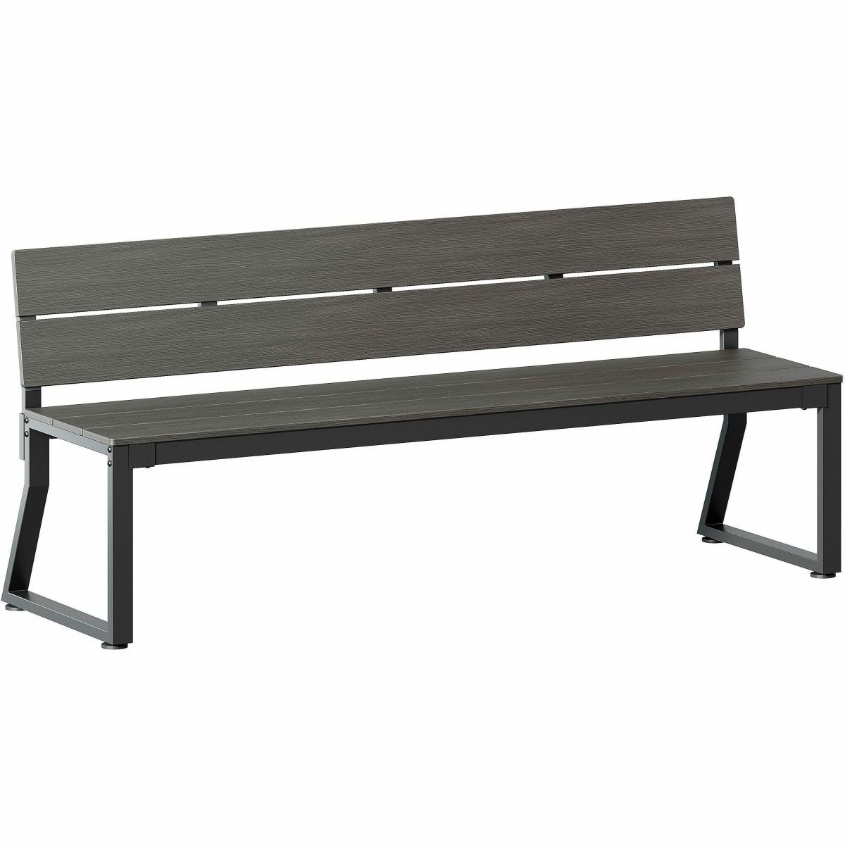Faux Wood Outdoor Bench - Gray - 72in. Width - Durable Steel Base