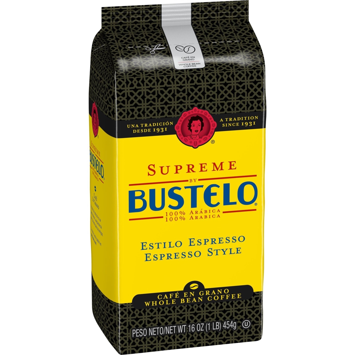 Picture of Supreme by Bustelo FOL21892 32 oz Whole Bean Espresso WB Coffee - Medium & Dark
