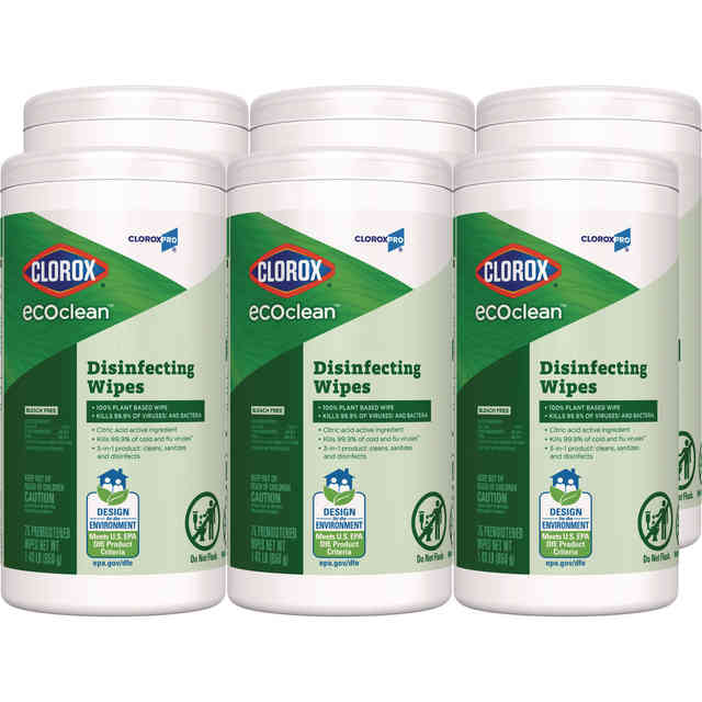 Clorox  8 x 7 Unscented EcoClean Disinfecting Wipes44 White  Pack of 6