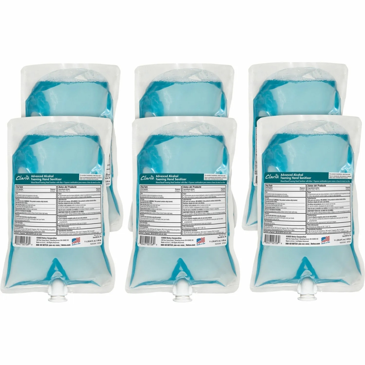 BET7952900CT 33.8 fl oz Advanced Hand Sanitizer Foam Refill - Citrus Scent - Light Blue - Pack of 6