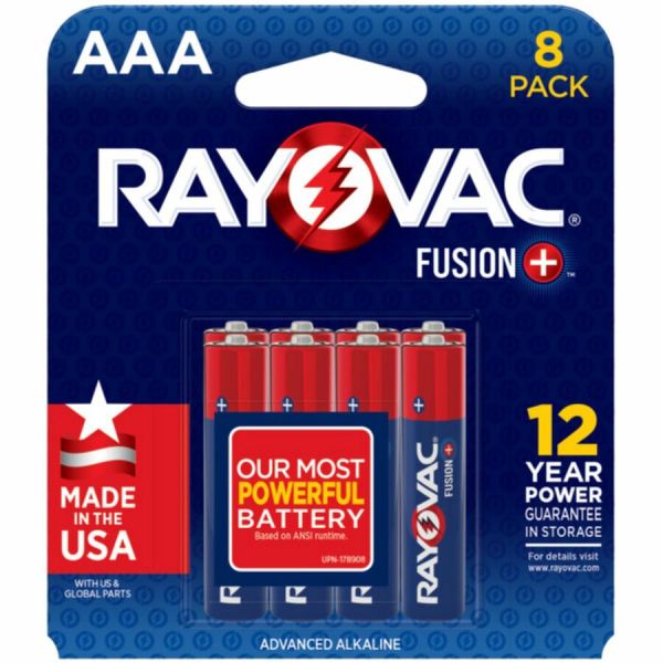 RAY8248TFUS1CT Alkaline AAA Fusion Battery, Blue & Red - 8 per Pack - Pack of 4