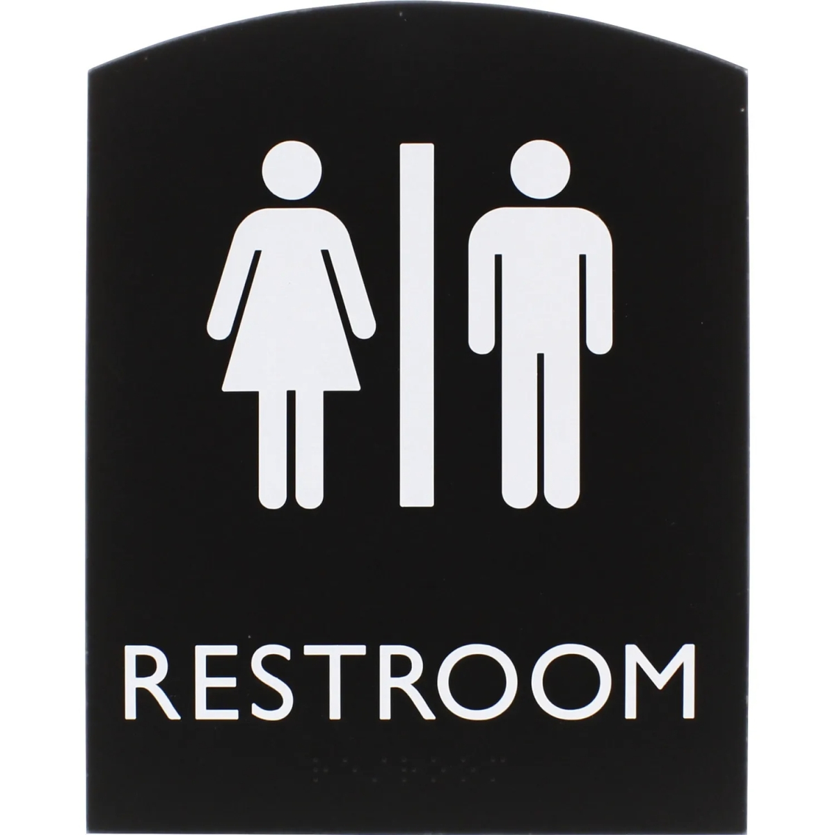 LLR02672 6.8 x 8.5 in. Arched Unisex Restroom Sign - Rectangle - Plastic - Black