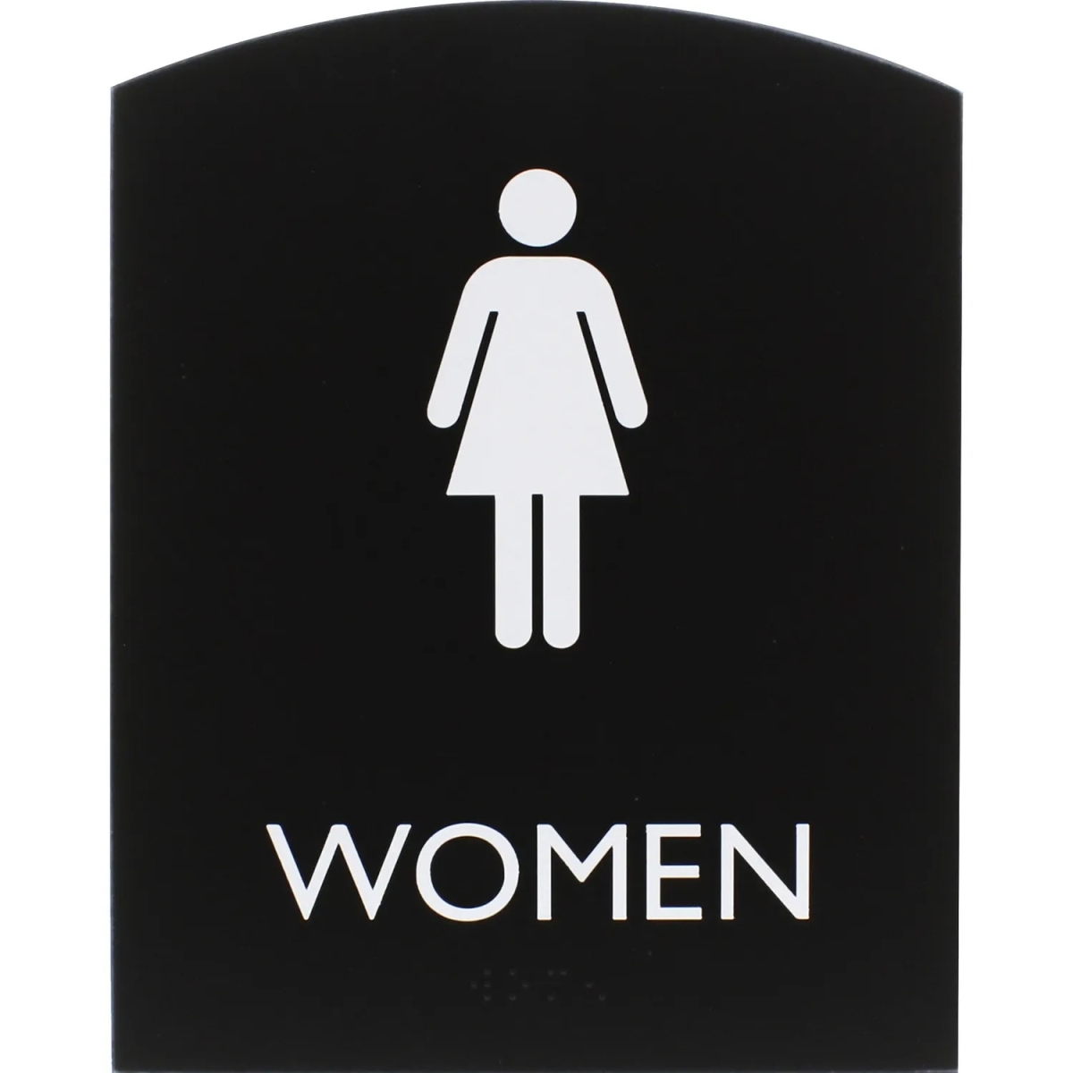 LLR02674 6.8 x 8.5 in. Rectangle Arched Women Restroom Sign - Plastic - Black