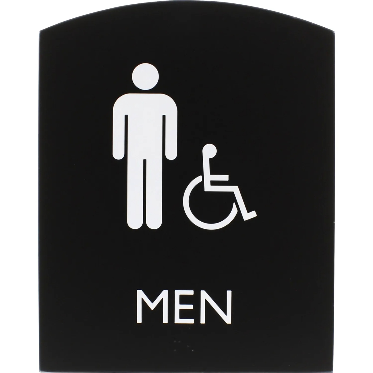 LLR02677 6.8 x 8.5 in. Arched Men Handicap Restroom Sign - Rectangle - Plastic - Black