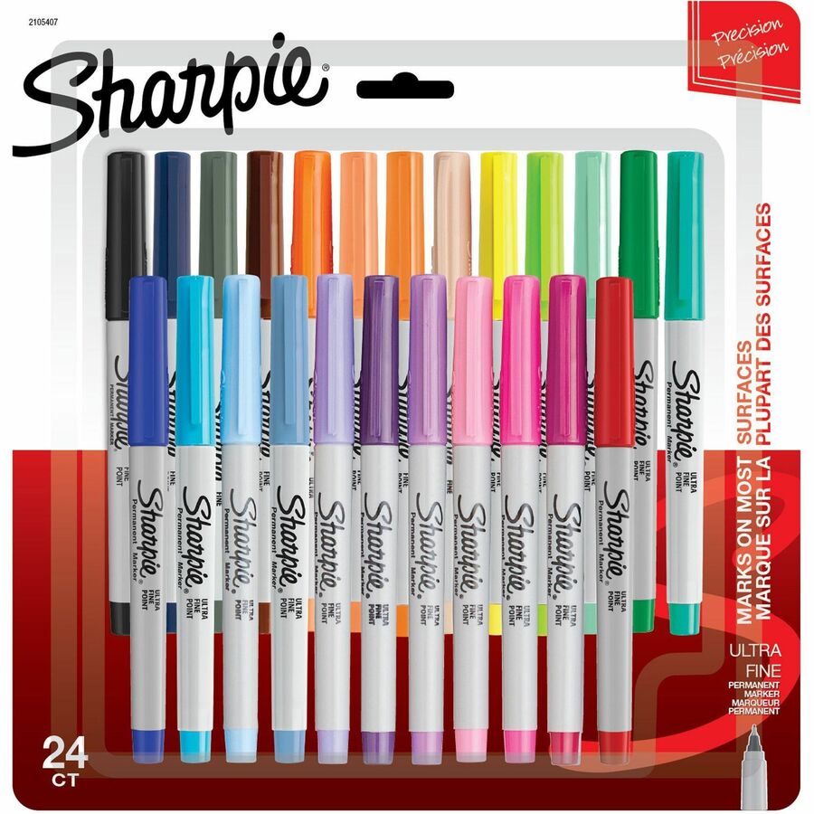 Sharpie SAN2105407 Dry Ink Permanent Markers - Ultra Fine Marker Point, Assorted Color - Pack of 24