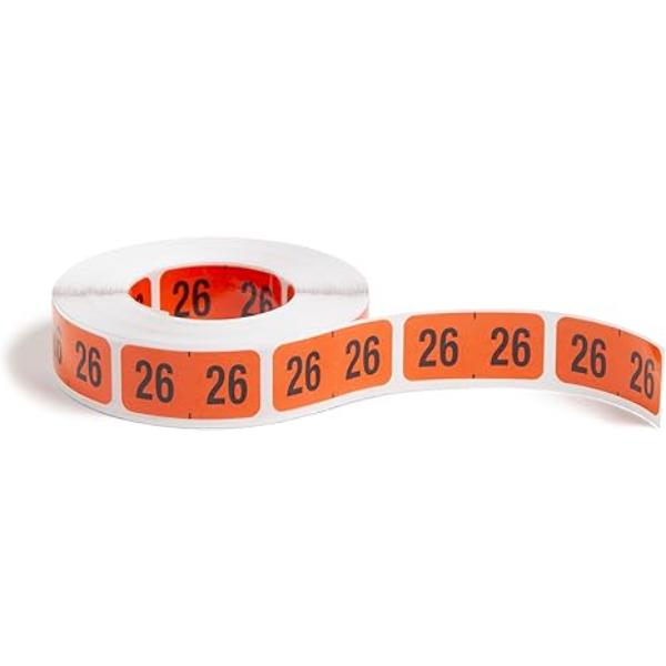 SMD68326 1.5 x 0.75 in. ETYJ Color-Coded 2026 Year Labels, Orange