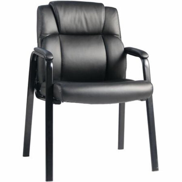 LLR59436 Cushioned Low Back Guest Chair, Black - Four Legged Base