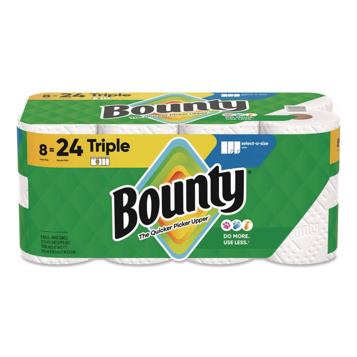 Picture of Bounty PGC16014 6 x 11 in. 0.125 Fold TR Kitchen Roll Paper Towels - 2-Ply&#44; White - 123 Count - Pack of 8