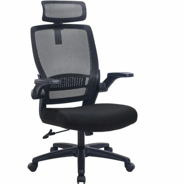 LLR63210 Highback Meshback Fabric Chair, Black