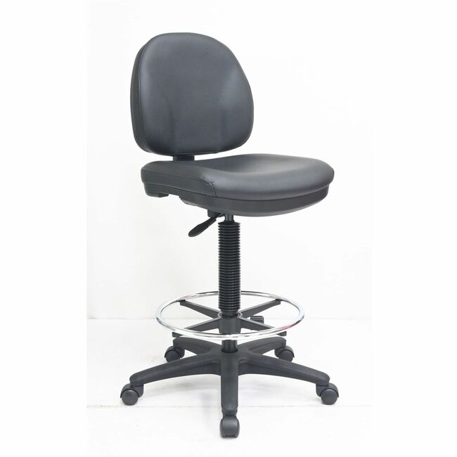 LLR80018 Contoured Back Stool - Polyurethane Seat Material - 5-Star Base - Plastic & Vinyl, Black