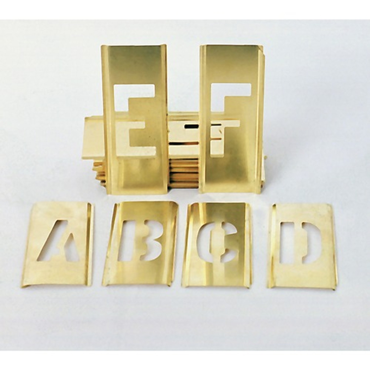 Picture of Skilcraft NSN2987044 2 in. Brass Stencil Set - Gothic Character - Letter & Number&#44; Symbol - Yellow