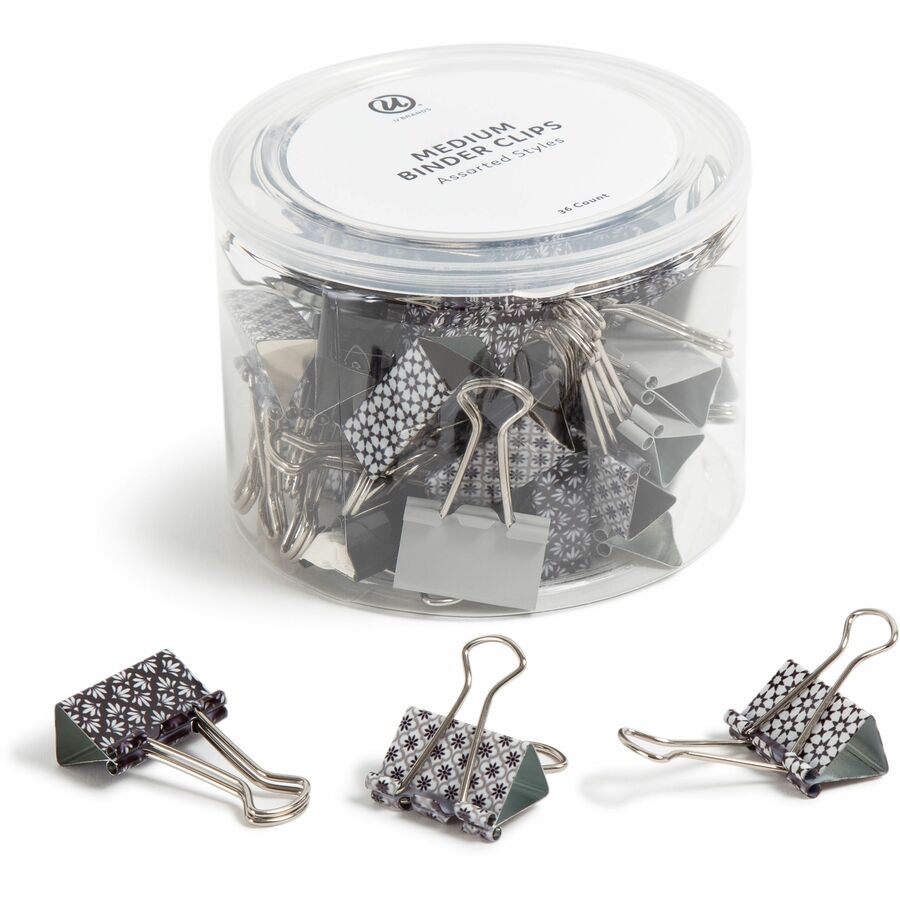UBR3607U0624 Medium Fashion Binder Clips, Silver - Pack of 36