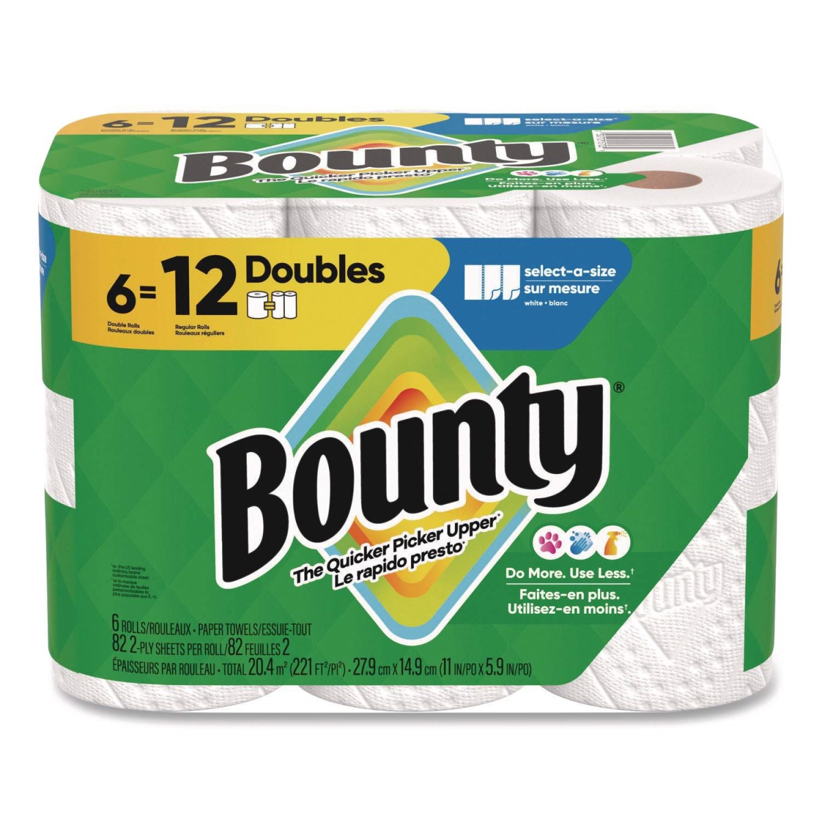 Picture of Bounty PGC15703 6 x 11 in. 0.17 Fold DR Kitchen Roll Paper Towels - 2-Ply&#44; White - 82 Count - Pack of 6