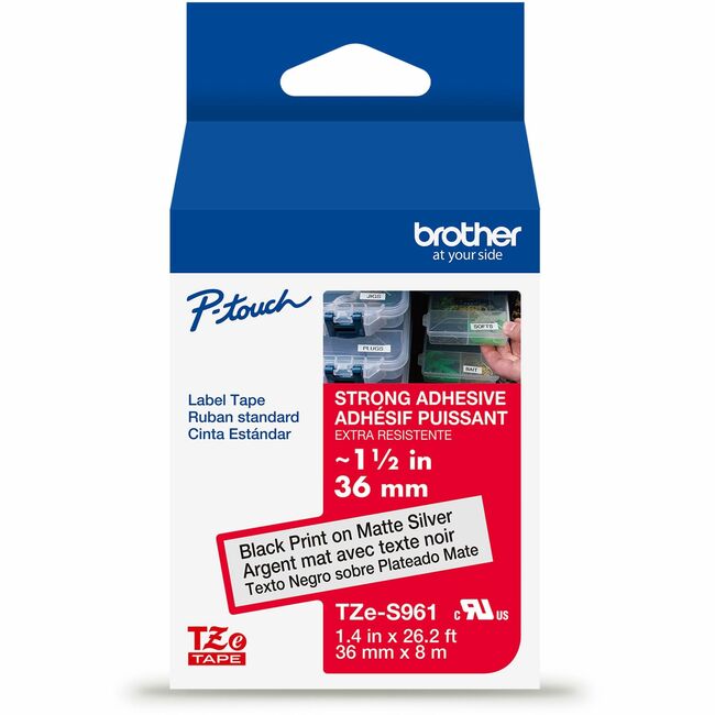 BRTTZES961G 1.5 in. Cartridge Tape, Black & Silver