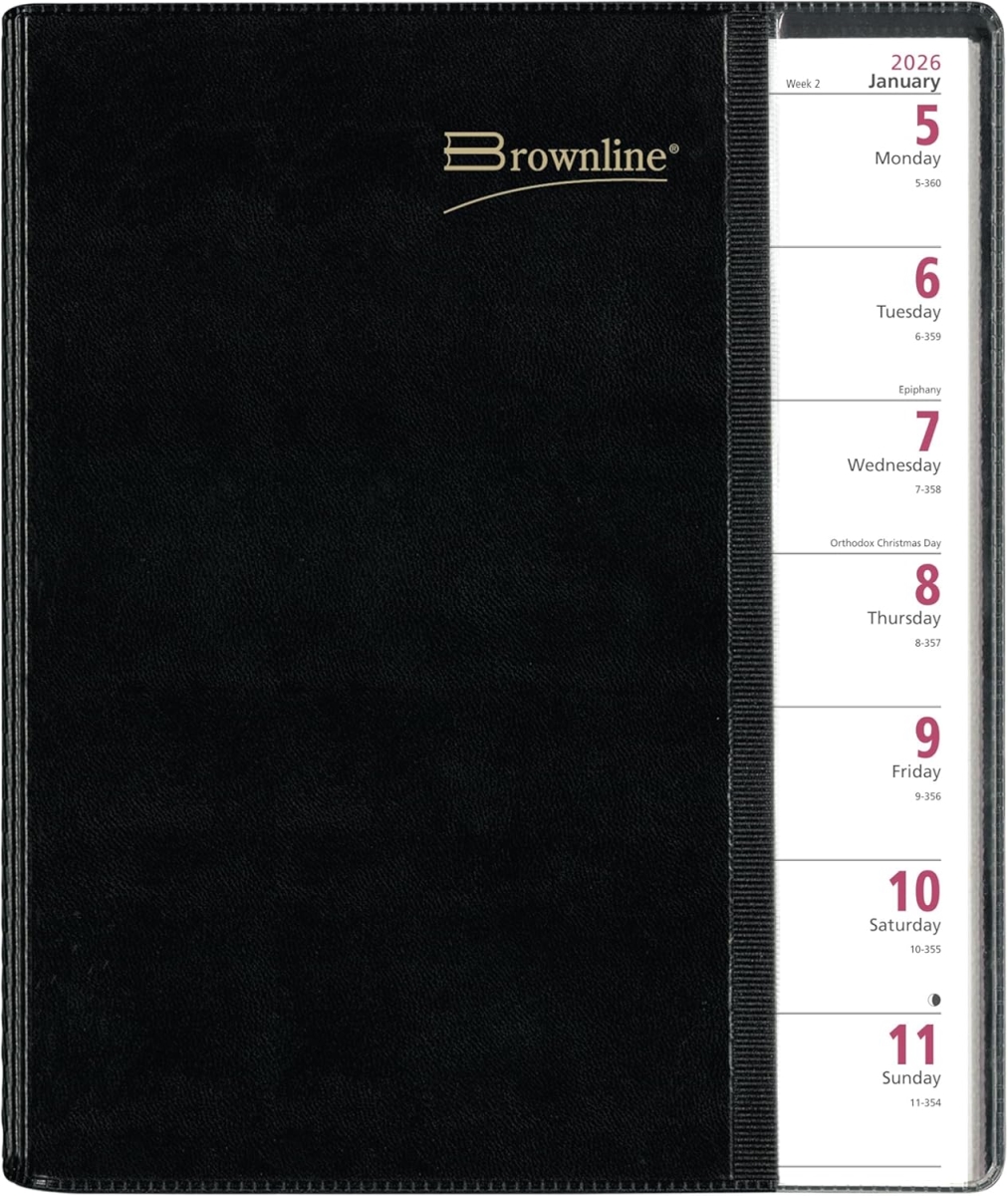 REDCB925BLK 11 x 8.5 in. 2026 Pre-Vu Weekly Planner, Tri-Fold Flexible Cover - Black