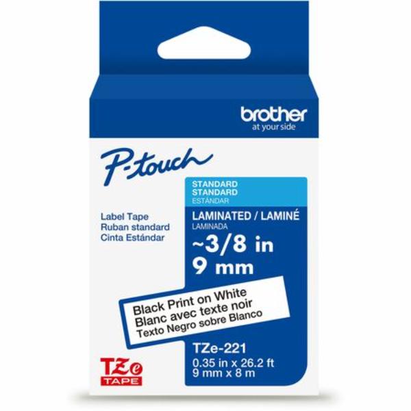 BRTTZE221G 0.375 in. Cartridge Tape, Black & White