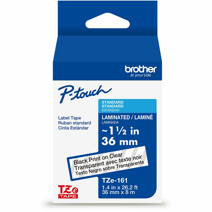 BRTTZE161G 1.5 in. Cartridge Tape, Black & Clear