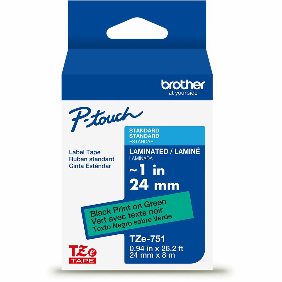 BRTTZE751G 1 in. Label Tape, Black & Green