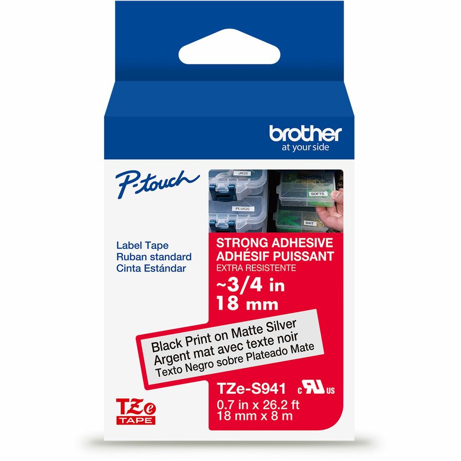 BRTTZES941G 18 mm Label Maker Tape, Matte Silver
